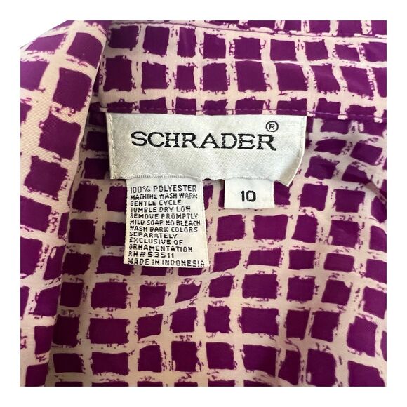 Vintage Artsy Blouse 10 Purple Geometric Print Retro Top - Picture 6 of 16